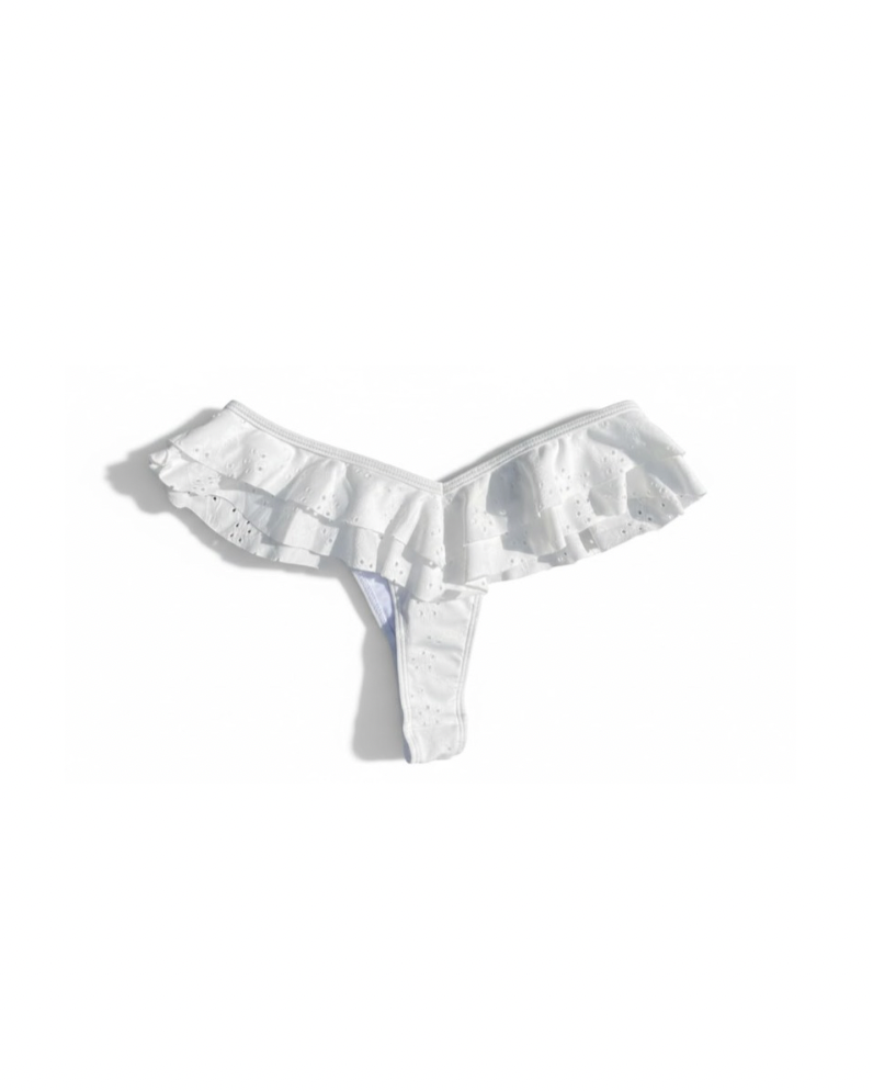 Liliane Frill Bikini Bottoms - White