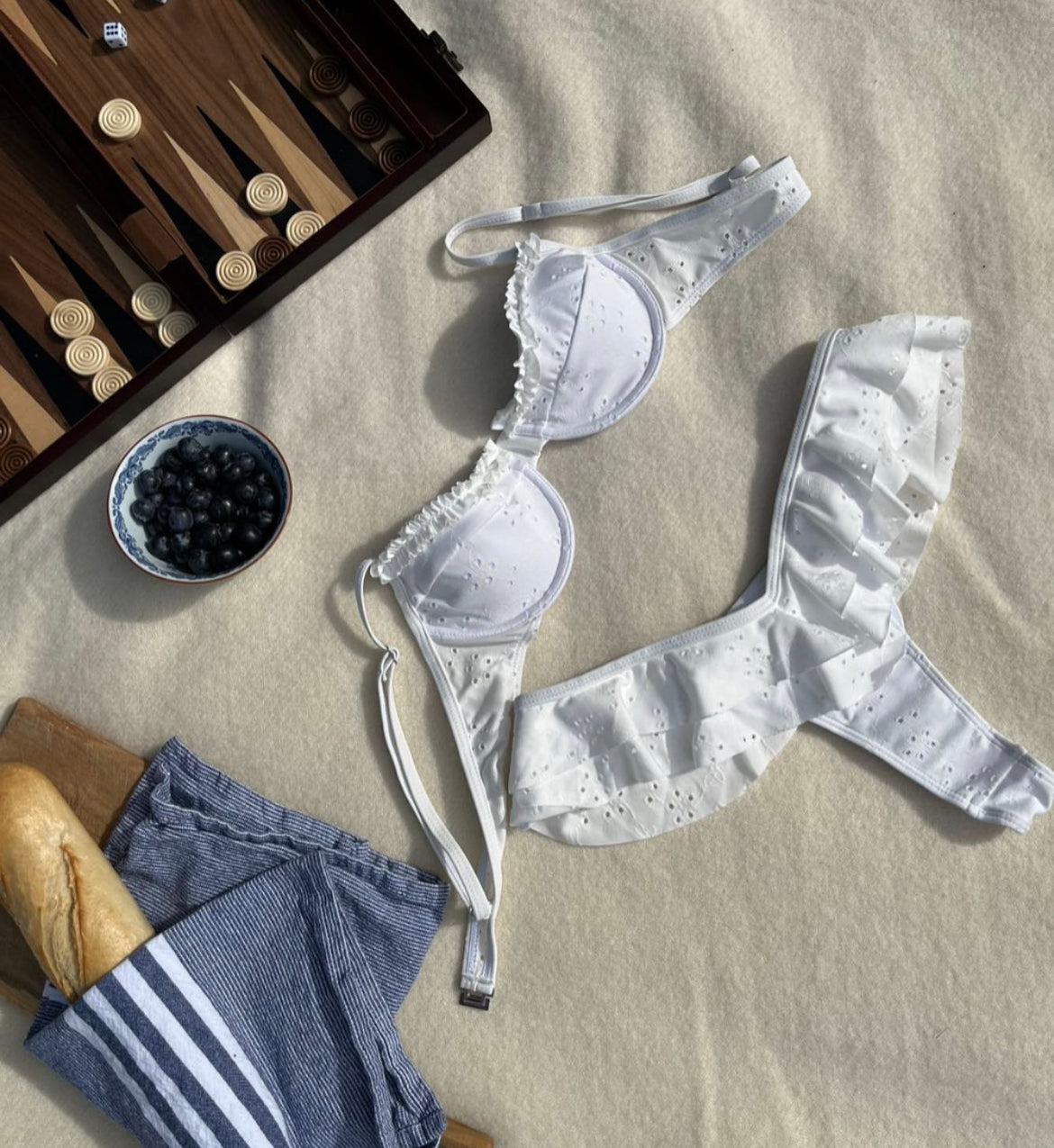 Liliane Frill Bikini Top - White